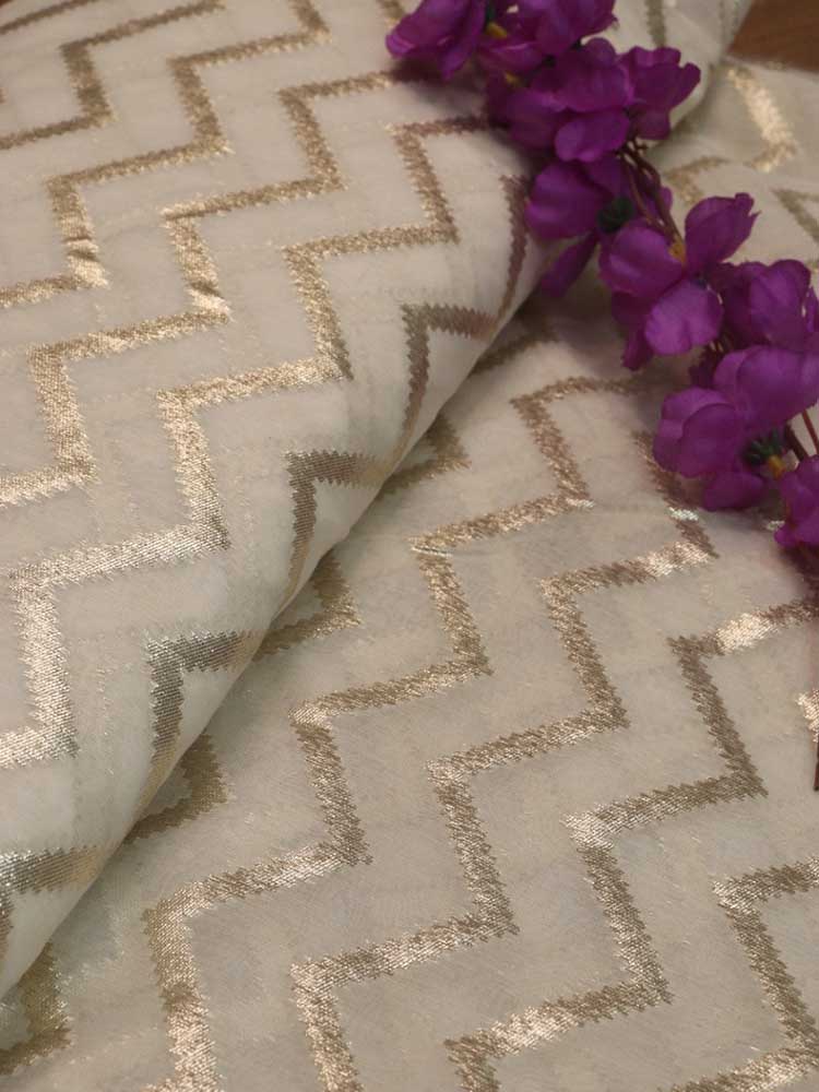 Dyeable Banarasi Chanderi Silk Fabric ( 0.60 Mtr ) - Luxurion World