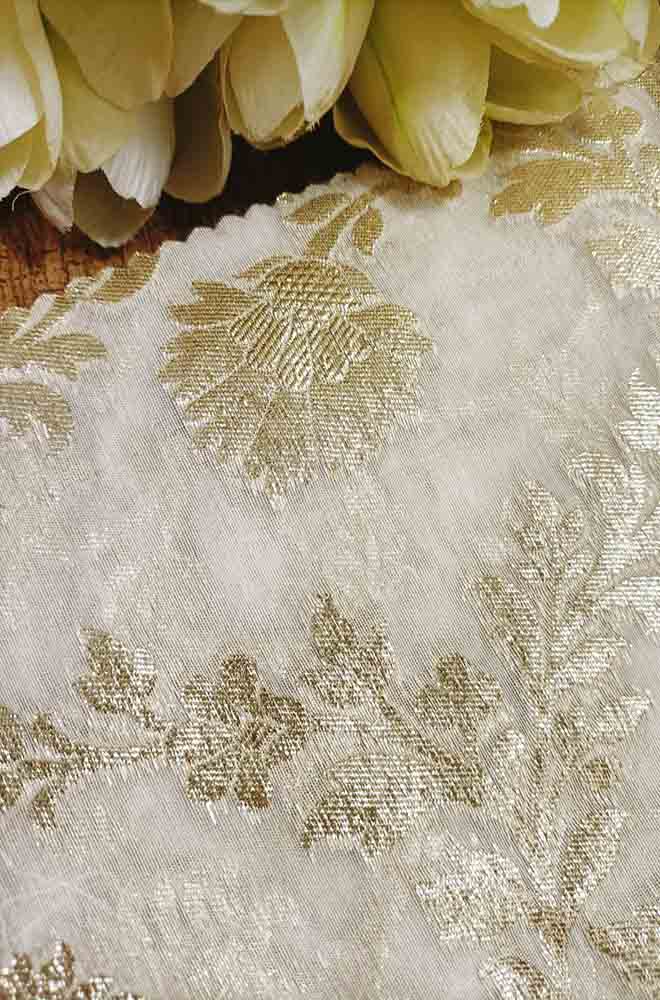 Dyeable Banarasi Chanderi Silk Fabric ( 1 Mtr ) - Luxurion World