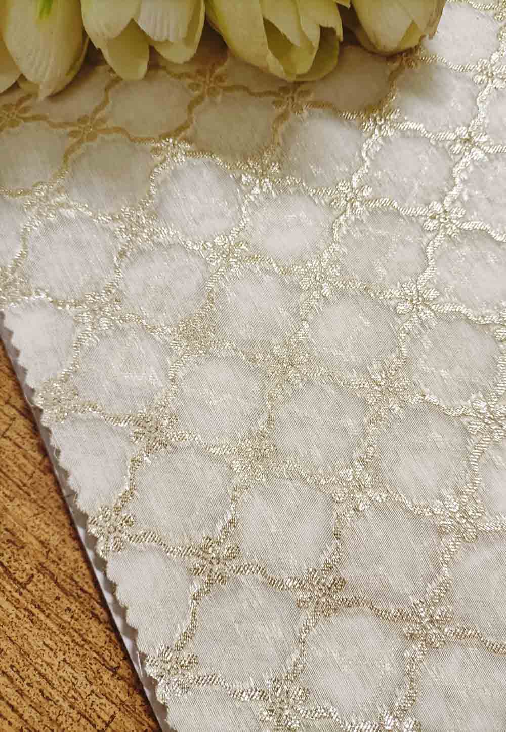 Dyeable Banarasi Chanderi Silk Fabric ( 1 Mtr ) - Luxurion World