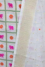 Dyeable Banarasi Cotton Meenakari Three Piece Unstitched Suit Set - Luxurion World