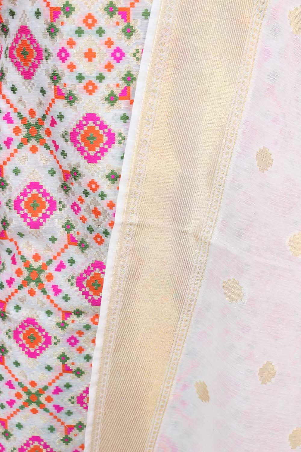 Dyeable Banarasi Cotton Meenakari Three Piece Unstitched Suit Set - Luxurion World