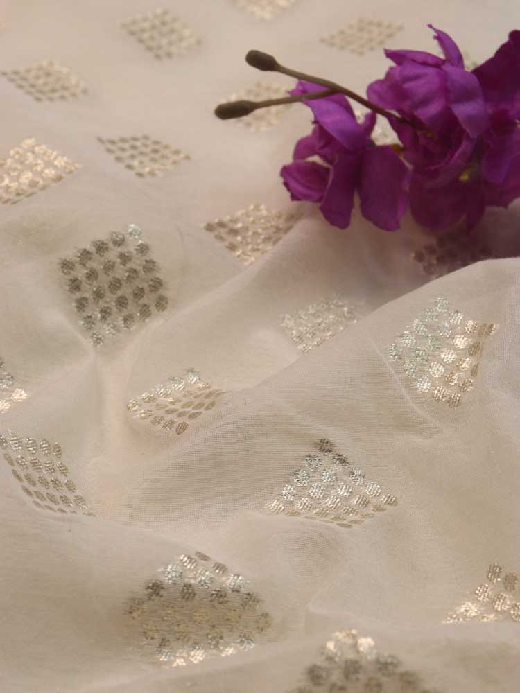 Dyeable Banarasi Cotton Silk Fabric (1 Mtr ) - Luxurion World