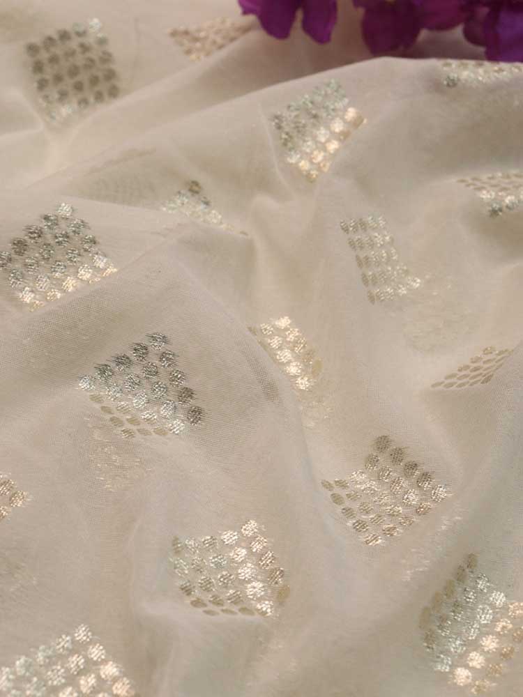 Dyeable Banarasi Cotton Silk Fabric (1 Mtr ) - Luxurion World