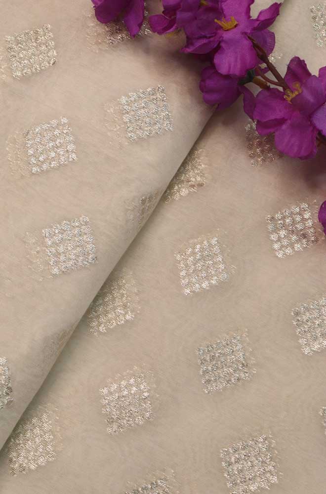 Dyeable Banarasi Cotton Silk Fabric (1 Mtr ) - Luxurion World