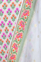 Dyeable Banarasi Meenakari Cotton Three Piece Unstitched Suit Set - Luxurion World