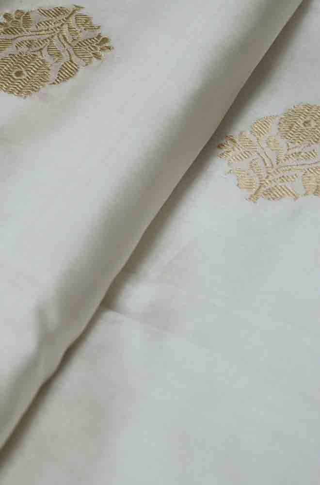 Dyeable Banarasi Pure Katan Silk Kadwa Booti Design Fabric ( 1 Mtr )