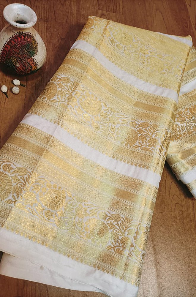 Dyeable Banarasi Silk Fabric (1 Mtr) - Luxurion World