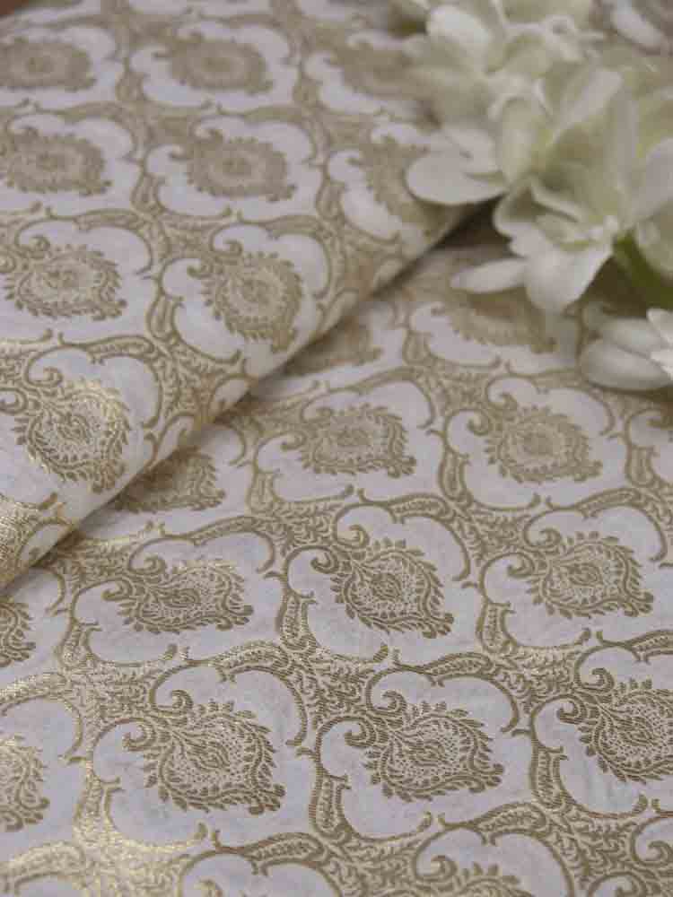 Dyeable Banarasi Silk Fabric ( 1 Mtr ) - Luxurion World