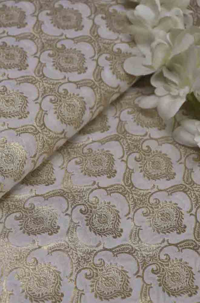 Dyeable Banarasi Silk Fabric ( 1 Mtr ) - Luxurion World