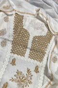 Dyeable Embroidered Chikankari Chanderi Silk Two Piece Unstitched Suit Set With Mukaish Work - Luxurion World