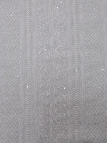 Dyeable Embroidered Chikankari Georgette Fabric (1 Mtr)Luxurionworld