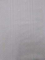 Off White Embroidered Chikankari Georgette Fabric (1 Mtr) - Luxurion World