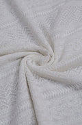 Off White Embroidered Chikankari Georgette Fabric (1 Mtr) - Luxurion World