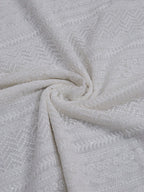 Off White Embroidered Chikankari Georgette Fabric (1 Mtr) - Luxurion World
