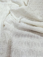 White Embroidered Chikankari Cotton Fabric (1 Mtr) - Luxurion World