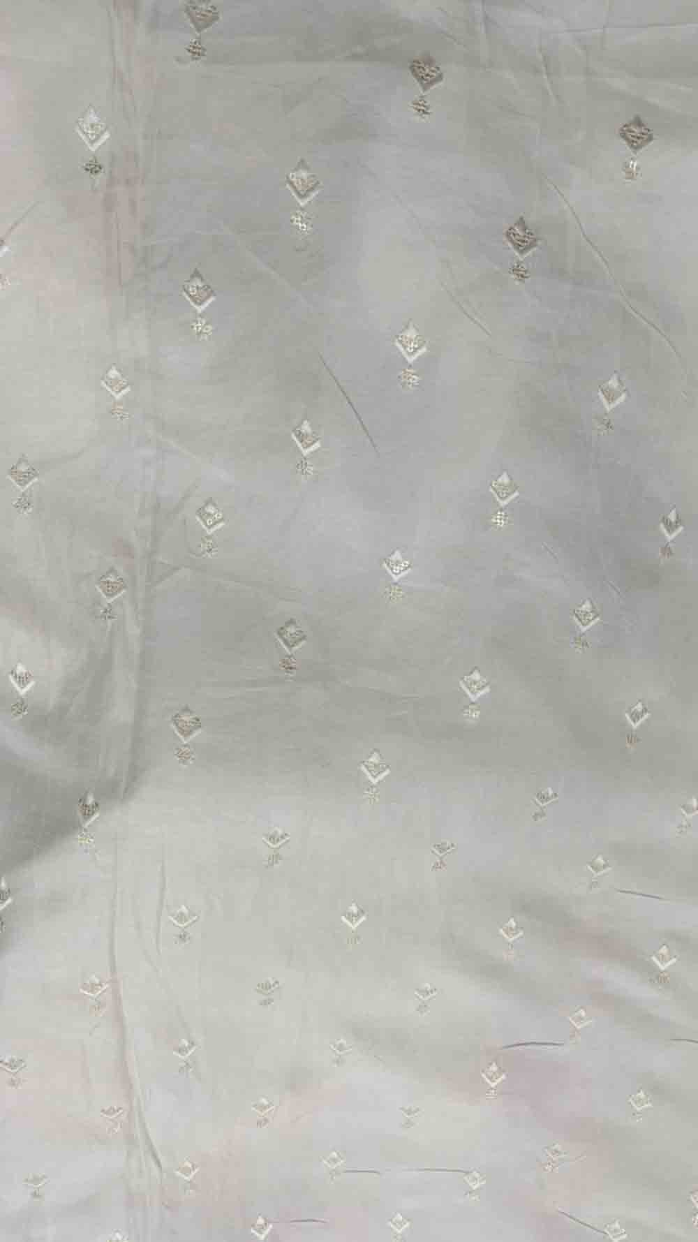 Dyeable Embroidered Trendy Dola Silk Fabric ( 1 Mtr )