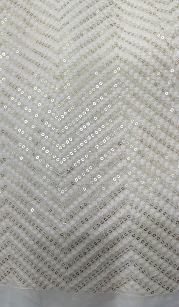 Dyeable Embroidered Trendy Georgette Sequins Work Fabric (  1 Mtr ) - Luxurion World