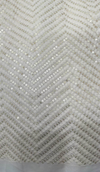 Dyeable Embroidered Trendy Georgette Sequins Work Fabric (  1 Mtr ) - Luxurion World