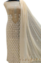 Dyeable Hand Embroidered Chikankari Chiffon Georgette Three Piece Unstitched Suit Set - Luxurion World