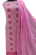 Dyeable Hand Embroidered Chikankari Chiffon Georgette Three Piece Unstitched Suit Set - Luxurion World