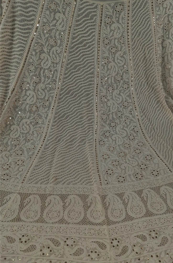 Dyeable Hand Embroidered Chikankari Georgette Semi Stitched Lehenga Set With Mukaish Work - Luxurion World