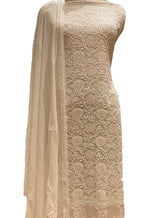 Dyeable Hand Embroidered Chikankari Georgette Two Piece Unstitched Suit Set - Luxurion World