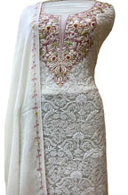 Dyeable Hand Embroidered Chikankari Georgette Two Piece Unstitched Suit Set - Luxurion World