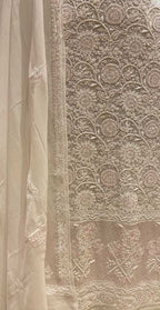 Dyeable Hand Embroidered Chikankari Georgette Two Piece Unstitched Suit Set - Luxurion World