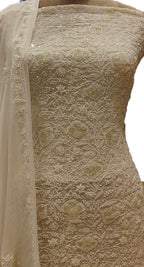 Dyeable Hand Embroidered Chikankari Georgette Two Piece Unstitched Suit Set - Luxurion World
