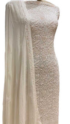 Dyeable Hand Embroidered Chikankari Georgette Two Piece Unstitched Suit Set - Luxurion World