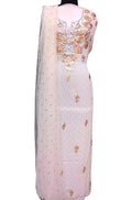 Dyeable Hand Embroidered Chikankari Pure Georgette Unstitched Suit Set With Mukaish Work - Luxurion World