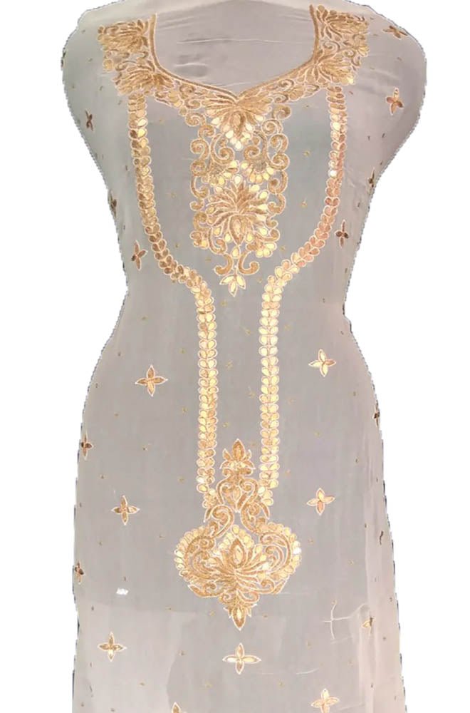 Dyeable Hand Gota Patti Work Georgette Unstitched Kurti - Luxurion World