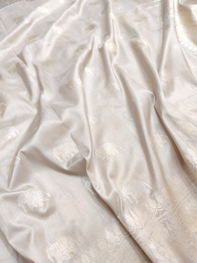 Dyeable Handloom Banarasi Chiniya Silk Saree - Luxurion World
