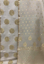 Dyeable Handloom Banarasi Moonga Silk Three Piece Unstitched Suit Set - Luxurion World