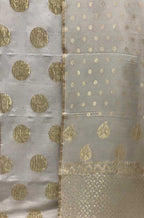 Dyeable Handloom Banarasi Moonga Silk Three Piece Unstitched Suit Set - Luxurion World