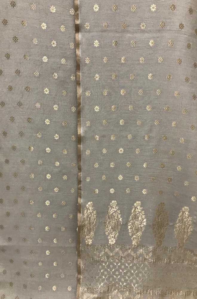 Dyeable Handloom Banarasi Moonga Silk Three Piece Unstitched Suit Set - Luxurion World
