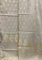 Dyeable Handloom Banarasi Moonga Silk Three Piece Unstitched Suit Set - Luxurion World