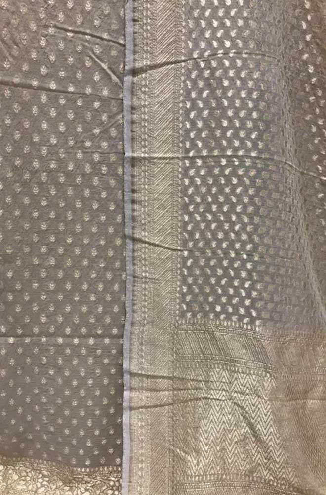 Dyeable Handloom Banarasi Moonga Silk Three Piece Unstitched Suit Set - Luxurion World