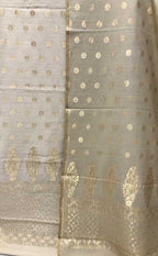 Dyeable Handloom Banarasi Moonga Silk Three Piece Unstitched Suit Set - Luxurion World