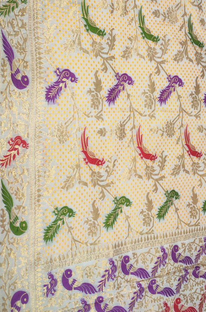 Dyeable Handloom Banarasi Pure Georgette Meenakari Dupatta - Luxurion World