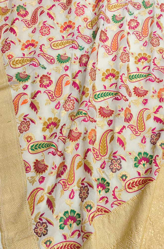 Dyeable Handloom Banarasi Pure Georgette Meenakari Saree - Luxurion World