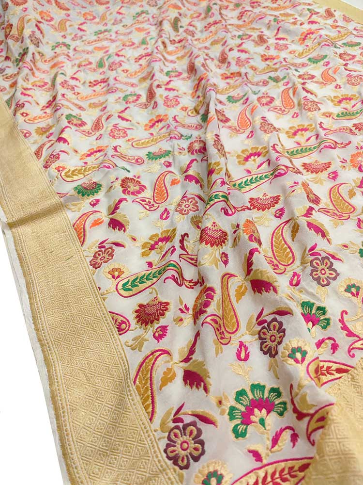 Dyeable Handloom Banarasi Pure Georgette Meenakari Saree - Luxurion World