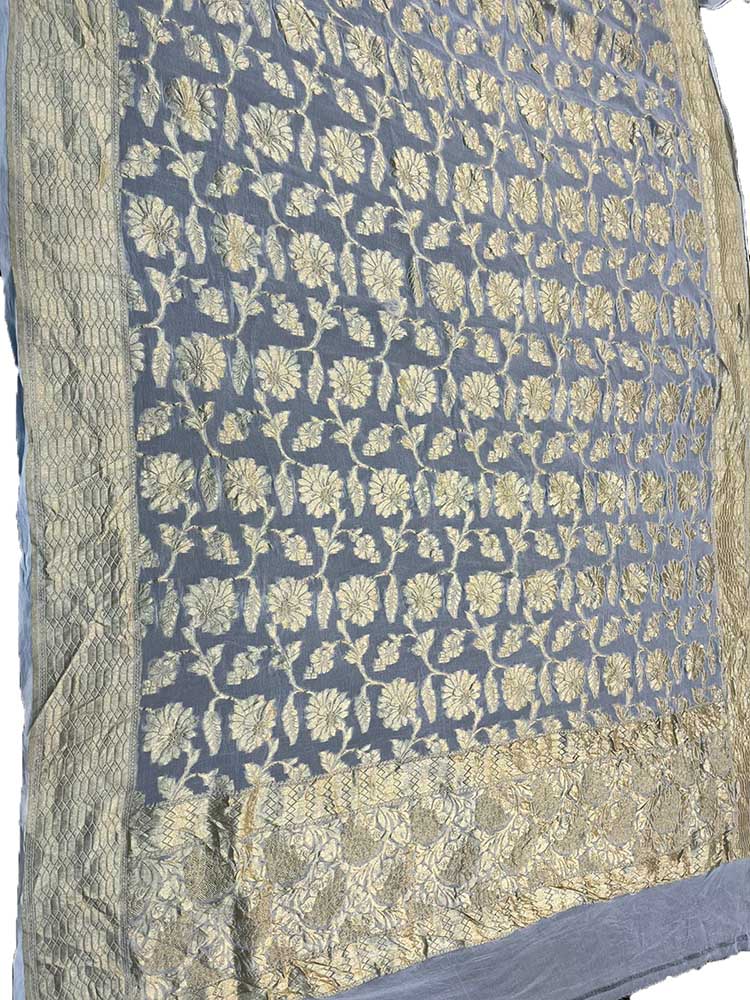 Dyeable Handloom Banarasi Pure Georgette Dupatta - Luxurion World