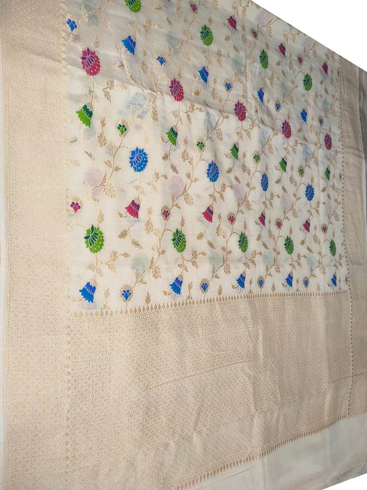 Dyeable Handloom Banarasi Pure Moonga Silk Meenakari Saree - Luxurion World