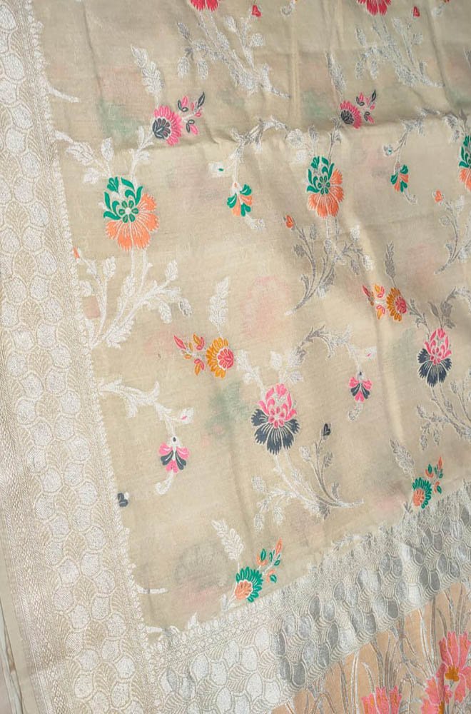 Dyeable Handloom Banarasi Pure Moonga Silk Meenakari Saree - Luxurion World