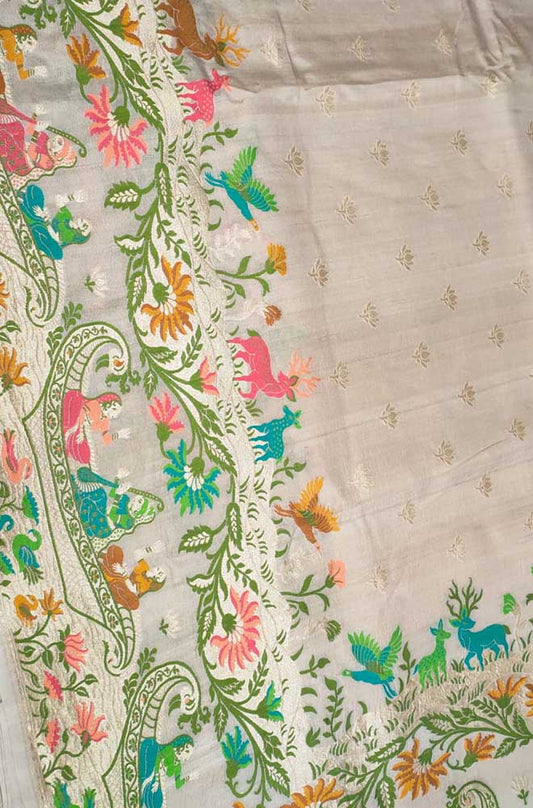 Dyeable Handloom Banarasi Pure Tussar Georgette Meenakari Saree - Luxurion World