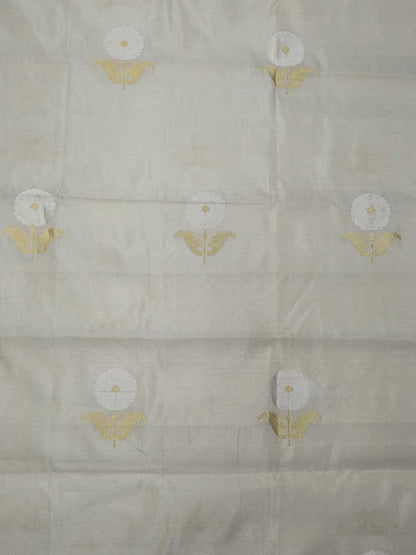 Dyeable Handloom Banarasi Tissue Katan Silk Fabric ( 1 Mtr )
