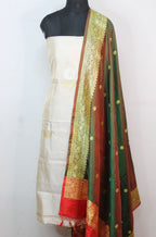 Dyeable Handloom Banarasi Tissue Katan Silk Suit With Green Banarasi Pure Katan Silk Dupatta - Luxurion World