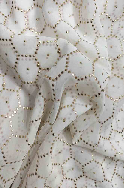 Dyeable Trendy Georgette Mukaish Work Fabric ( 1 Mtr )