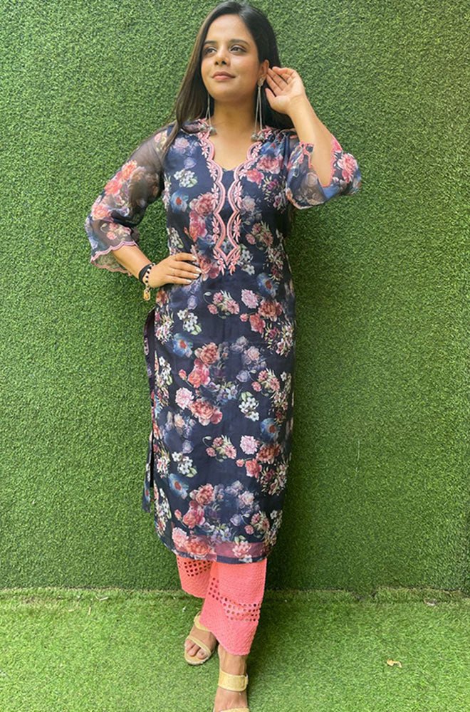 Floral Organza Kurta - Luxurion World